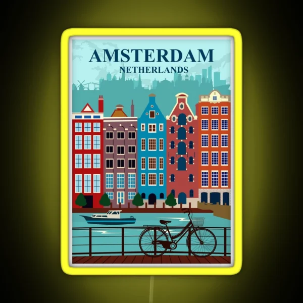 Amsterdam Travel Poster RGB Neon Sign