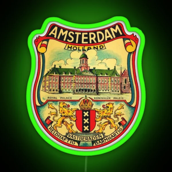 Amsterdam Vintage Travel Decal RGB Neon Sign