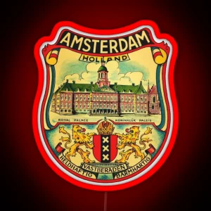 Amsterdam Vintage Travel Decal RGB Neon Sign