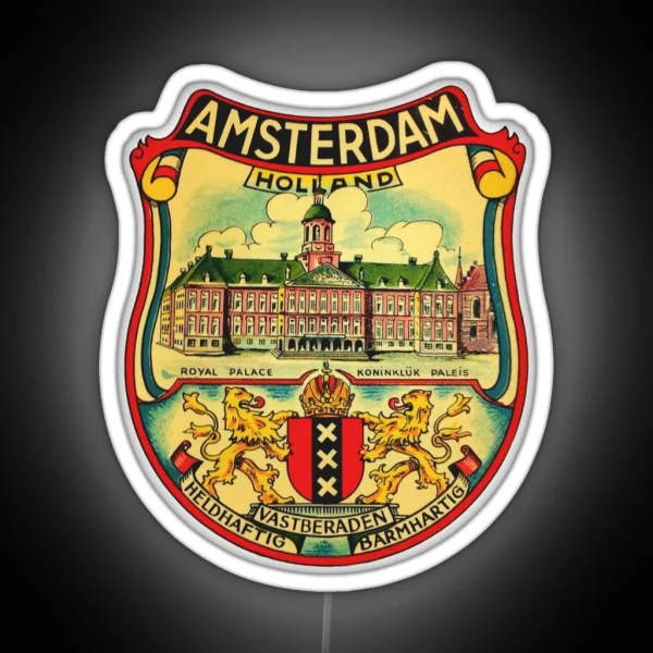 Amsterdam Vintage Travel Decal RGB Neon Sign