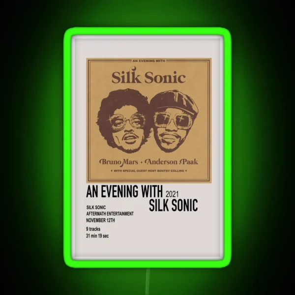 An Evening With Silk Sonic Album Art RGB Neon Sign