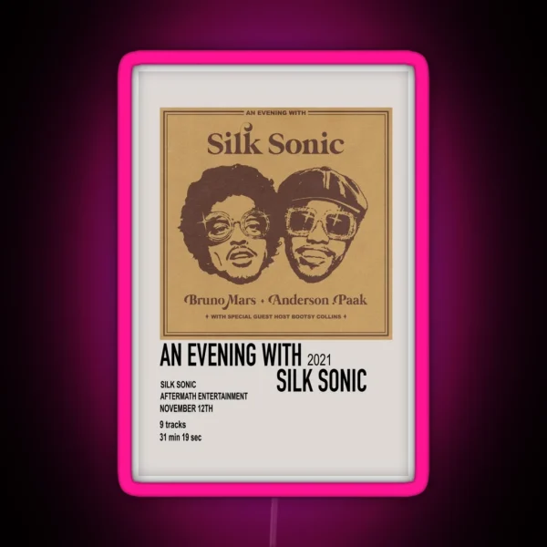 An Evening With Silk Sonic Album Art RGB Neon Sign