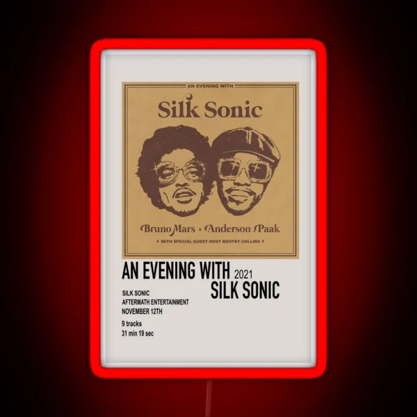 An Evening With Silk Sonic Album Art RGB Neon Sign