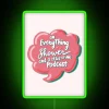 Neon Sign Illuminates Bathroom with True Crime Enthusiast Vibes Style