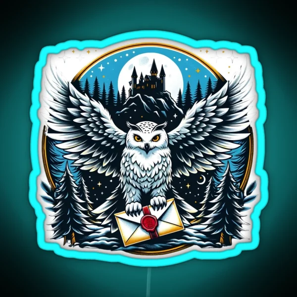 An Owl Messenger In A Mystical Night Fantasy RGB Neon Sign