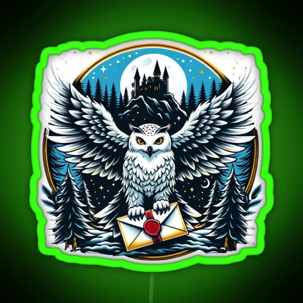 An Owl Messenger In A Mystical Night Fantasy RGB Neon Sign