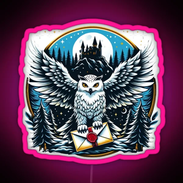 An Owl Messenger In A Mystical Night Fantasy RGB Neon Sign