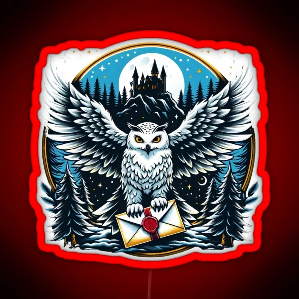 An Owl Messenger In A Mystical Night Fantasy RGB Neon Sign