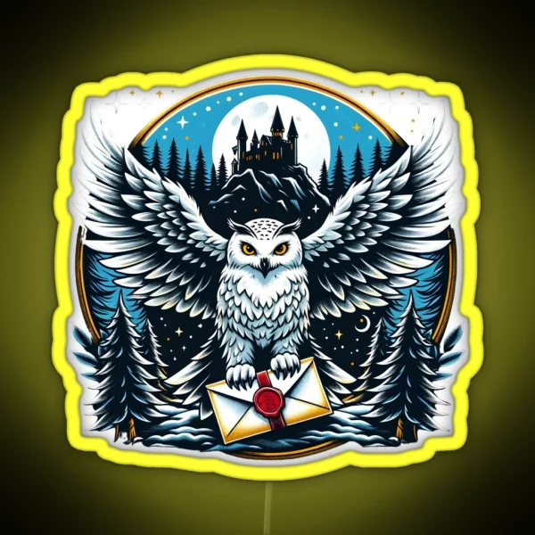 An Owl Messenger In A Mystical Night Fantasy RGB Neon Sign
