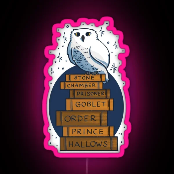 An Owl With The Books RGB Neon Sign