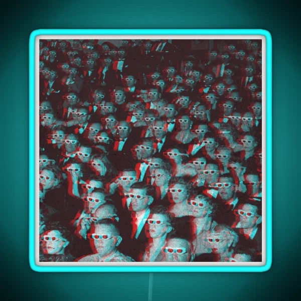 Anaglyph 3D Movie Crowd RGB Neon Sign