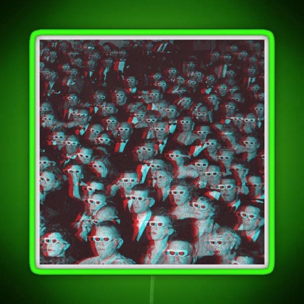 Anaglyph 3D Movie Crowd RGB Neon Sign