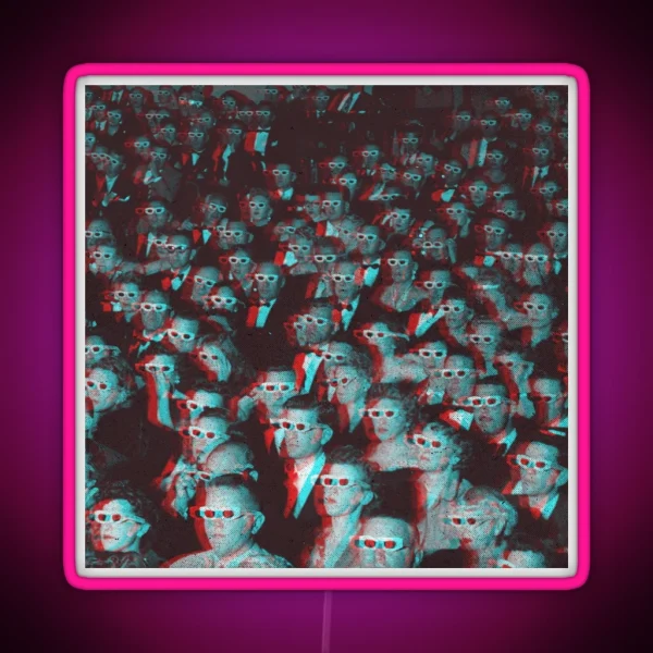 Anaglyph 3D Movie Crowd RGB Neon Sign