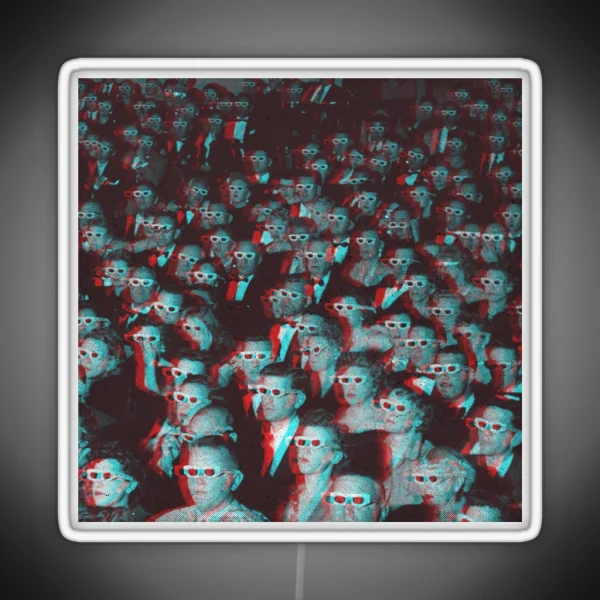 Anaglyph 3D Movie Crowd RGB Neon Sign