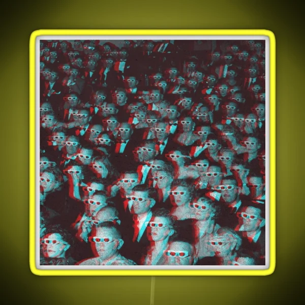 Anaglyph 3D Movie Crowd RGB Neon Sign