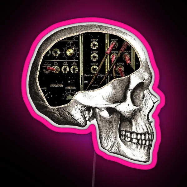 Analog Modular Synthesizer Skull For Synth Nerd RGB Neon Sign