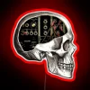 Neon modulated synths skull for tech enthusiast's home decor statement.