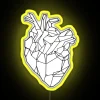 Modern anatomical geometric heart shaped LED neon sign with colorful lighting