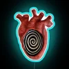 Anatomically accurate, glowing heart structure in vibrant RGB neon lights