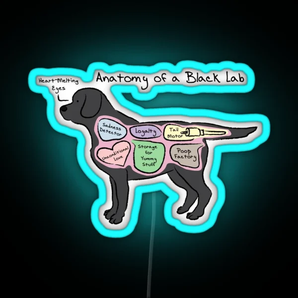 Anatomy Of A Black Lab RGB Neon Sign
