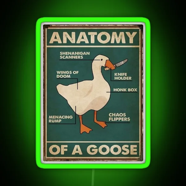 Anatomy Of A Murderer Goose Meme Art RGB Neon Sign