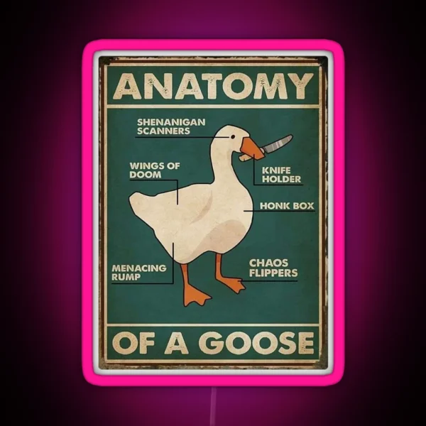 Anatomy Of A Murderer Goose Meme Art RGB Neon Sign