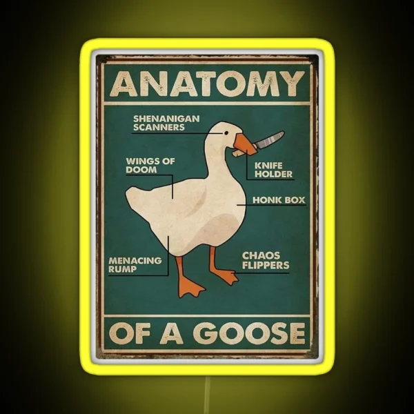 Anatomy Of A Murderer Goose Meme Art RGB Neon Sign