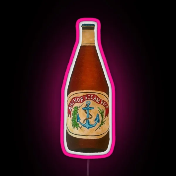 Anchor Steam Bottle Illustration RGB Neon Sign