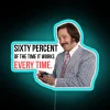 Anchorman-inspired quote with Will Ferrell and Paul Rudd in RGB neon