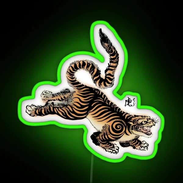 Ancient Traditional Tiger Oriental Tattoo RGB Neon Sign