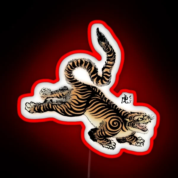 Ancient Traditional Tiger Oriental Tattoo RGB Neon Sign