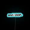 Neon RGB sign featuring 'I OOP' humorous internet cultural reference