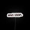 Neon lit 'I Oop' phrase in vibrant, colorful LED display