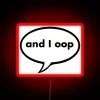 Vibrant RGB neon art display with a playful 'oops' phrase
