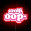 Colorful and vibrant 'I OOP' RGB LED neon room decor.
