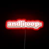Eye-catching RGB Neon Sign with 'and I Oop' Typography Design