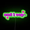 Vibrant neon sign with colorful oops moment phrase in bold.