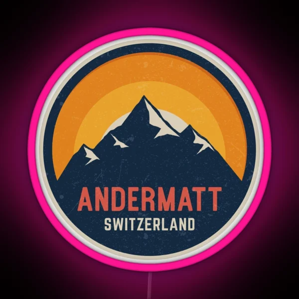 Andermatt Switzerland Mountain Design RGB Neon Sign