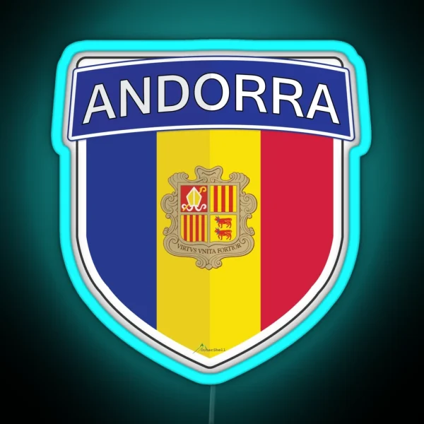 ANDORRA Andorran Shield Flag Led Style 1 RGB Neon Sign
