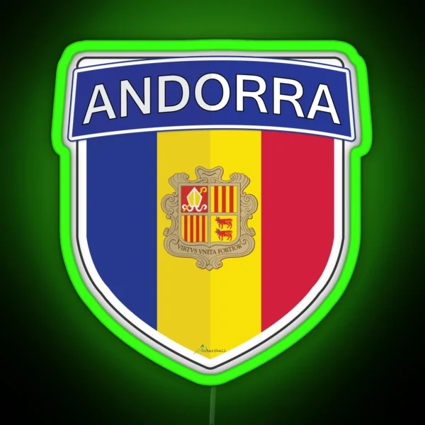 ANDORRA Andorran Shield Flag Led Style 1 RGB Neon Sign