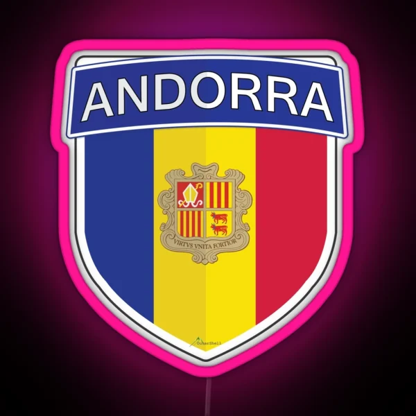 ANDORRA Andorran Shield Flag Led Style 1 RGB Neon Sign