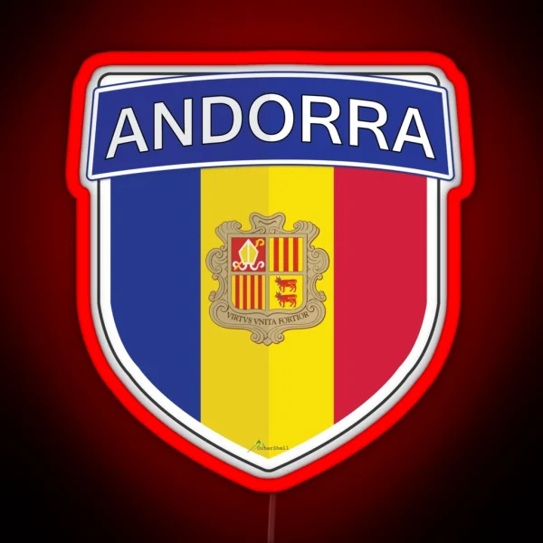 ANDORRA Andorran Shield Flag Led Style 1 RGB Neon Sign
