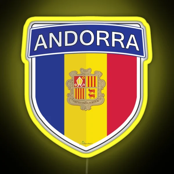 ANDORRA Andorran Shield Flag Led Style 1 RGB Neon Sign