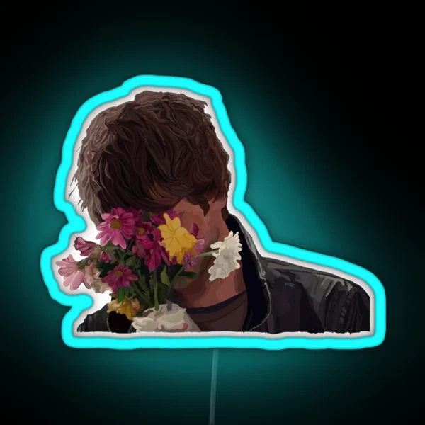 Andrew Garfield Hiding Behind Flowers RGB Neon Sign