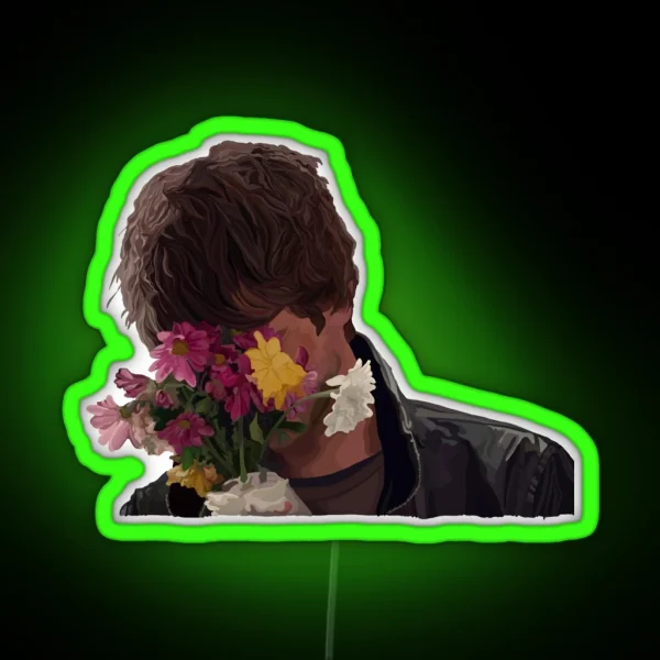 Andrew Garfield Hiding Behind Flowers RGB Neon Sign