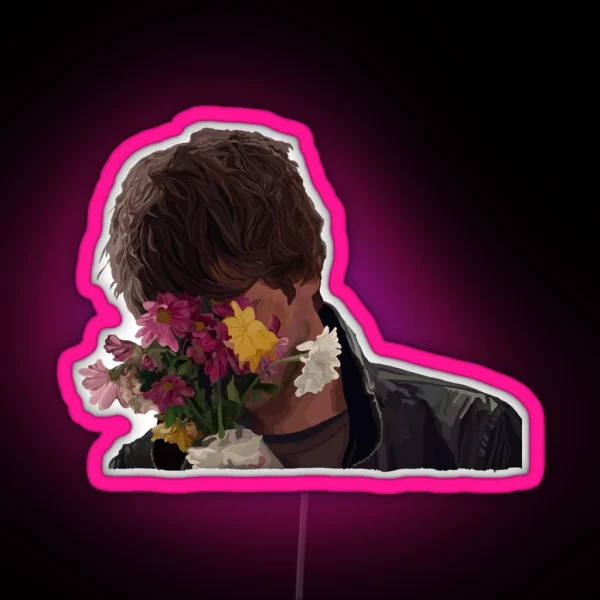 Andrew Garfield Hiding Behind Flowers RGB Neon Sign