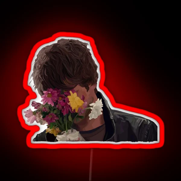Andrew Garfield Hiding Behind Flowers RGB Neon Sign