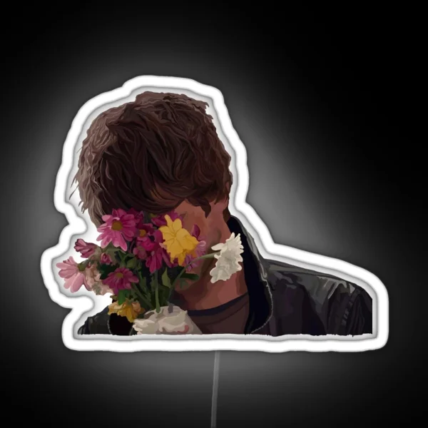 Andrew Garfield Hiding Behind Flowers RGB Neon Sign