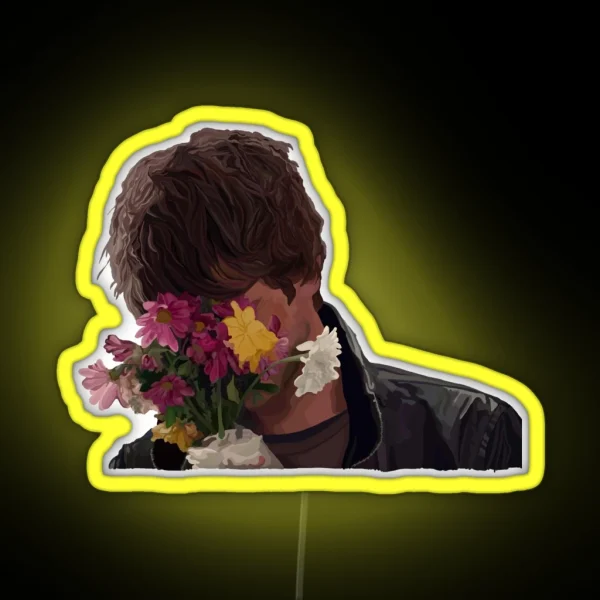 Andrew Garfield Hiding Behind Flowers RGB Neon Sign