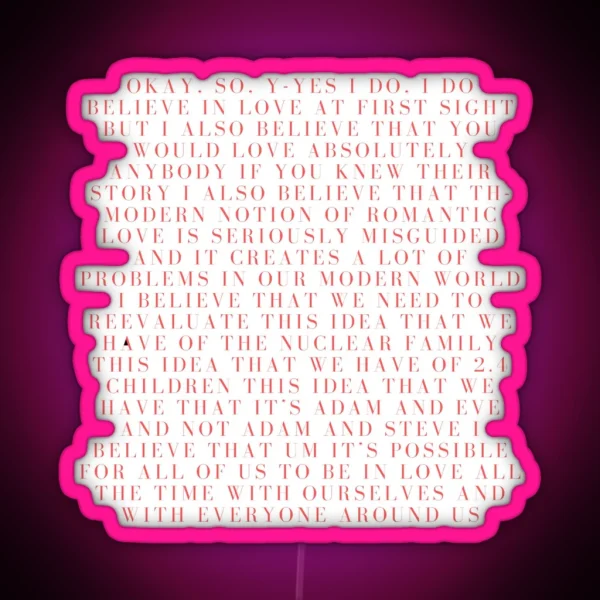 Andrew Garfield Love At First Sight Pink RGB Neon Sign